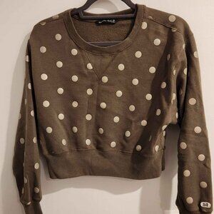 Abercrombie Sweater Army Green and Gold Polka Dots